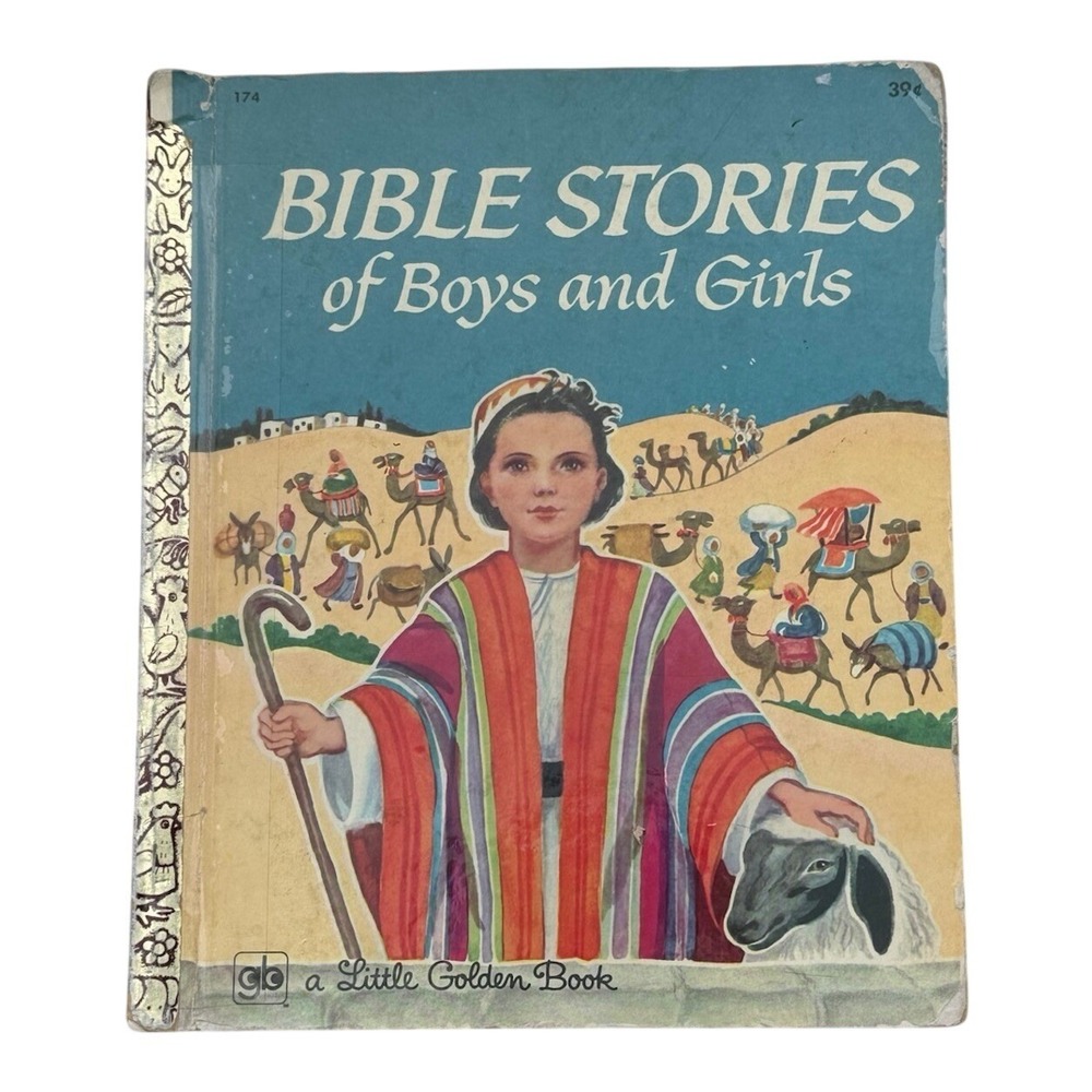 Little Golden Book Bible Stories of‎ Boys and Girls Vintage 1971 Hardcover Blue